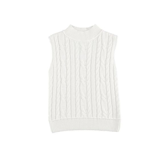 Azura Exchange  High Neck Cable Knit Sweater Vest - Picture 10 of 13
